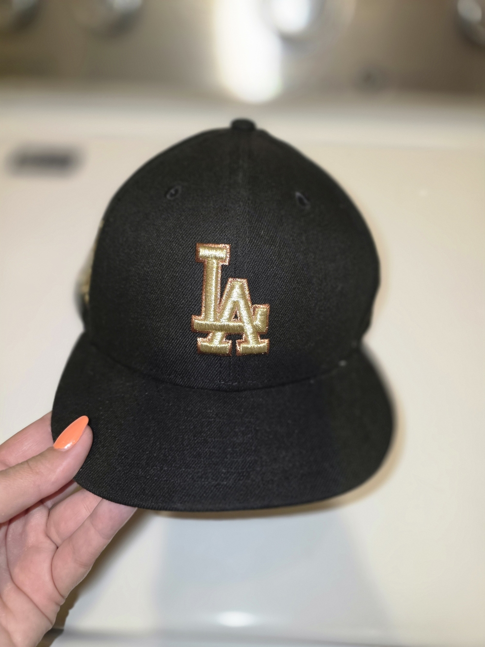 New Era Black LA Dodgers Cap with 100 Anniversary Gold Embroidery